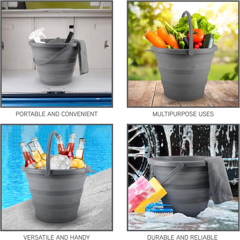 Simplemade Collapsible Bucket Cleaning Set - Includes 2 Foldable Buckets, Spray Bottle, Rag, Scrubbing Brush and Sponge - Holds Up to 10 liters, Easy Storage, All-Purpose Cleaning Solution - Image 5